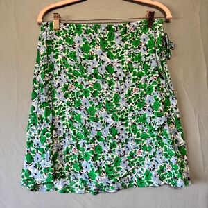 B Young Womens Floral Wrap Midi Skirt Size 40 Green Sustainable Preppy Work NWT